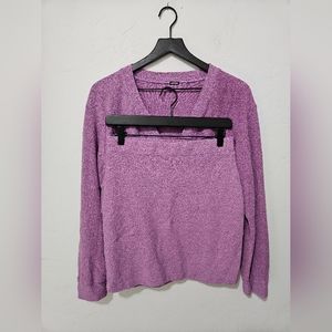 MONROW 2 PC Set , Mini Skirt With Long Sleeve Faux Wrap Crop Top Small in Lavend